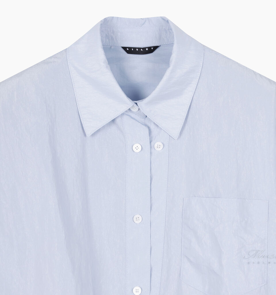 Camicia cropped azzurra con coulisse - sisley k camicie - Azzurro | Sisley K image number 4